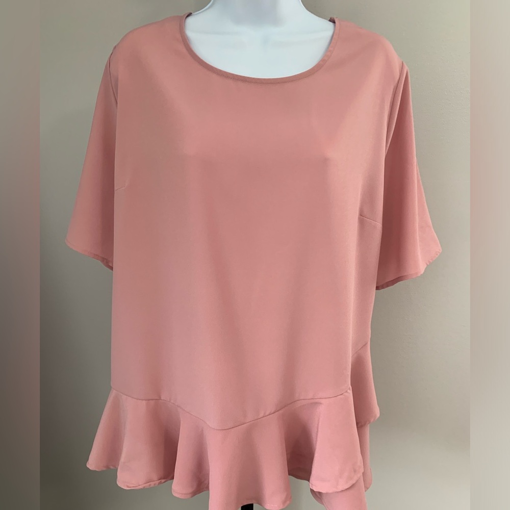 Time & Tru Pink Short Sleeve Blouse